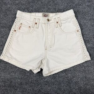 VTG Joujou Shorts Juniors 5/6 White Denim Mom High Rise Lace 90s Y2K Festival